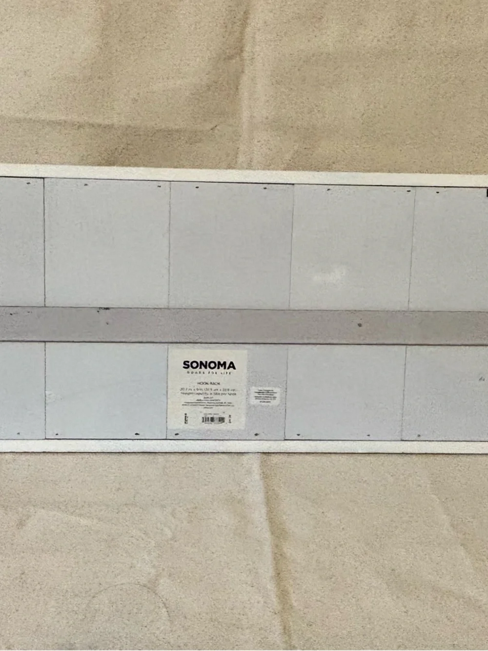 Sonoma White Wall Hook Rack with Black Hooks